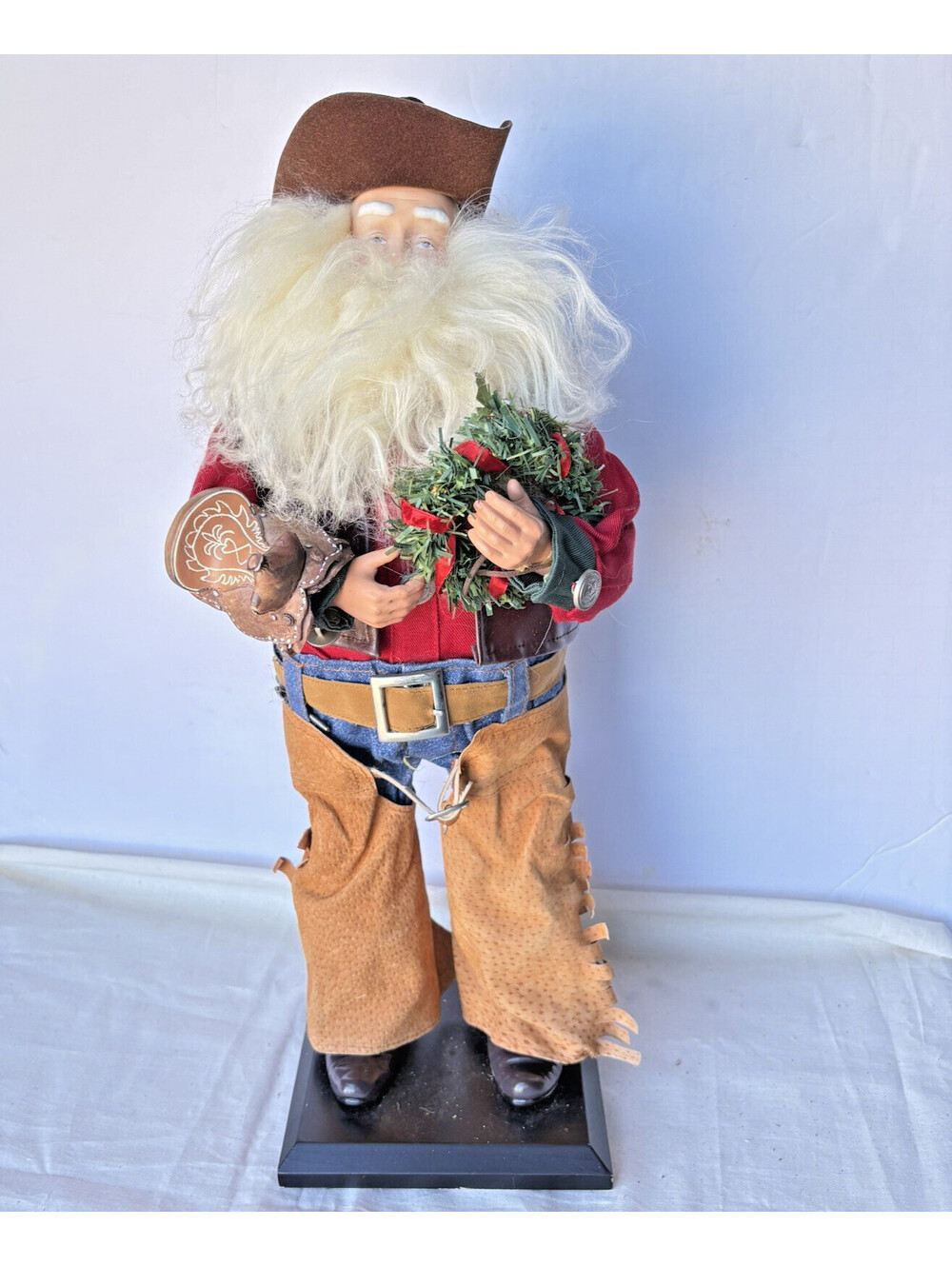 Western Cowboy 18” Santa Claus, Saddle, Boots Chaps & Vest Figurine Table Top